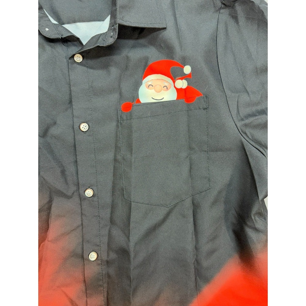 Unbranded Santa Clause Hawaiian Shirt Size XL Black Red - Picture 5 of 9